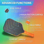 PICKLEALL T700 Raw Carbon Pickleball Paddle — 16 mm Honeycomb Core, Edgeless, Spin-Optimized Control (Rainbow)
