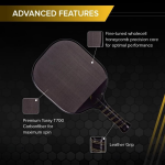PICKLEALL Carbon Fiber Pickleball Paddle — Polypropylene Honeycomb Core, Lightweight, Textured Surface for Spin & Power