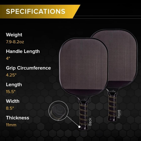 PICKLEALL Carbon Fiber Pickleball Paddle — Polypropylene Honeycomb Core, Lightweight, Textured Surface for Spin & Power