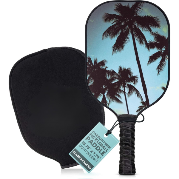 PICKLEALL Raw T700 Carbon Pickleball Paddle — 16 mm Core, Lightweight, Textured Surface for Spin, Includes Cover