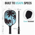 PICKLEALL Raw T700 Carbon Pickleball Paddle — 16 mm Core, Lightweight, Textured Surface for Spin, Includes Cover