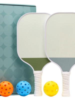 PICKLEALL Beginner Pickleball Set — 2 Carbon Fiber Paddles, 13 mm Reactive Polymer Core, ~8 oz, Slate & Misty