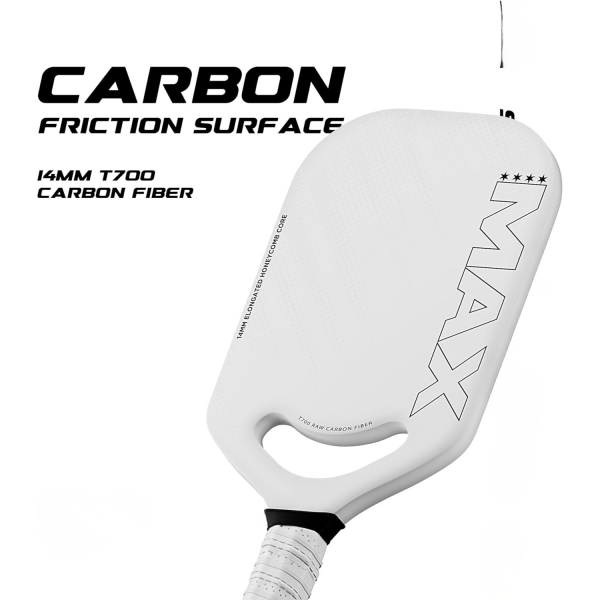 PICKLEALL CPX Max Elongated Pickleball Paddle — Raw T700 Carbon Face, 14 mm PP Honeycomb Core, Tennis-Style Comfort Grip