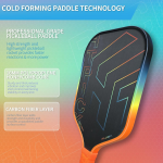 PICKLEALL T700 Raw Carbon Pickleball Paddle — 16 mm Honeycomb Core, Edgeless, Spin-Optimized Control (Rainbow)