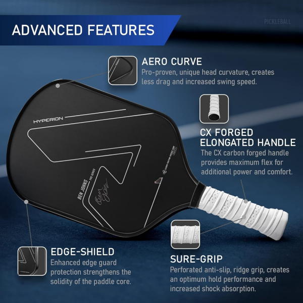 PICKLEALL Raw Carbon Pickleball Paddle — Textured Surface for Spin, Lightweight Speed & Control