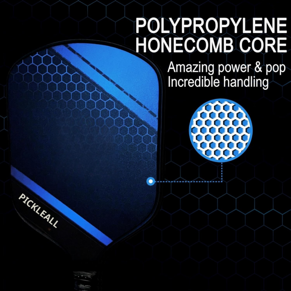 PICKLEALL Graphite-Carbon Pickleball Paddle — 16 mm PP Honeycomb Core, Lightweight, Cushioned Grip