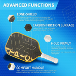 PICKLEALL 3K Raw Carbon Pickleball Paddle — Gold-Tone Titanium Finish, PP Honeycomb Core, T700S Reinforcement