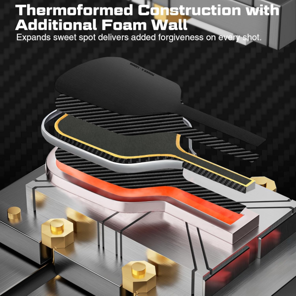 PICKLEALL T700 Carbon Pickleball Paddle — Full-Foam Core, Hybrid Shape, Textured Surface for Control (Black)