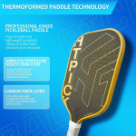 PICKLEALL 3K Raw Carbon Pickleball Paddle — Gold-Tone Titanium Finish, PP Honeycomb Core, T700S Reinforcement
