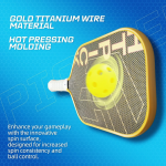 PICKLEALL 3K Raw Carbon Pickleball Paddle — Gold-Tone Titanium Finish, PP Honeycomb Core, T700S Reinforcement