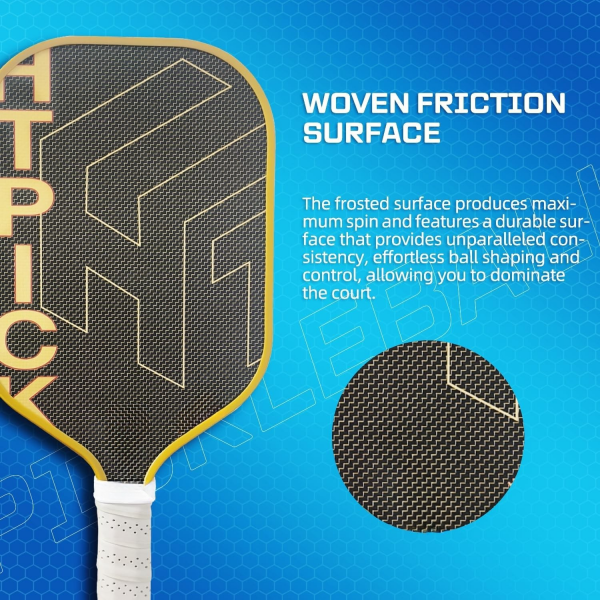PICKLEALL 3K Raw Carbon Pickleball Paddle — Gold-Tone Titanium Finish, PP Honeycomb Core, T700S Reinforcement