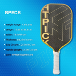 PICKLEALL 3K Raw Carbon Pickleball Paddle — Gold-Tone Titanium Finish, PP Honeycomb Core, T700S Reinforcement