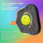 PICKLEALL T700 Raw Carbon Pickleball Paddle — 16 mm Honeycomb Core, Edgeless, Spin-Optimized Control (Rainbow)