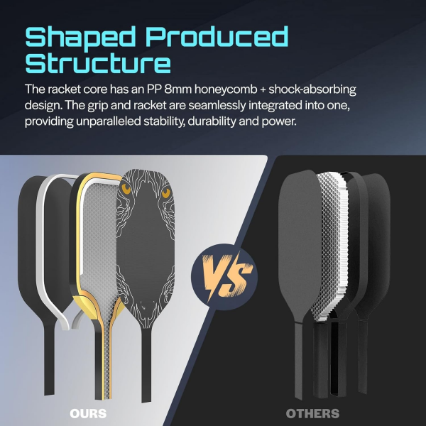 PICKLEALL T700 Carbon Pickleball Paddle — 16 mm PP Honeycomb Power Core, Includes Lead Tape for Custom Balance & Spin
