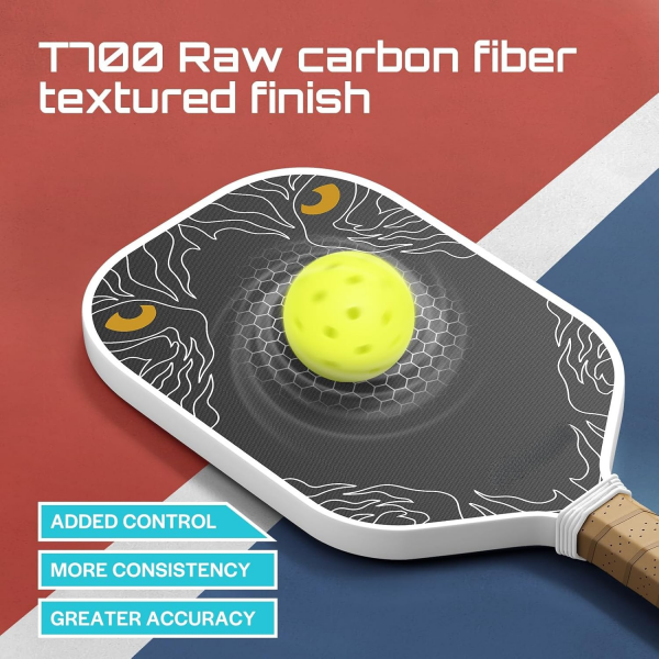 PICKLEALL T700 Carbon Pickleball Paddle — 16 mm PP Honeycomb Power Core, Includes Lead Tape for Custom Balance & Spin