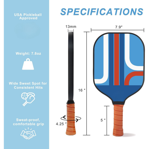 PICKLEALL Carbon Fiber Pickleball Paddle — Polymer Honeycomb Core, Lightweight, Cushioned Grip (Gift-Ready)