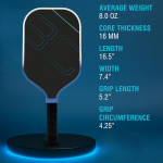PICKLEALL T700 Carbon Pickleball Paddle — 16 mm Honeycomb Core, Spin Surface, Lightweight Power & Control, Includes Carry Bag (Blue)