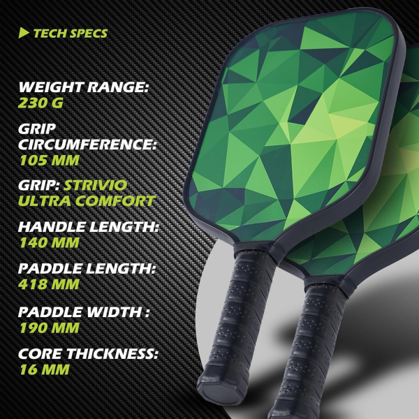 PICKLEALL Pickleball Set — 2 T700 Carbon Fiber Paddles with Graphite-Grip, 4 Balls, Carry Bag (Beginners/Pros)