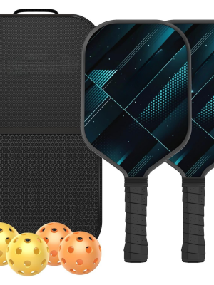 PICKLEALL Pickleball Paddles Set of 2 — Fiberglass Face, 16 mm Polymer Honeycomb Core, ~8 oz Lightweight, Elongated Anti-Slip Grip