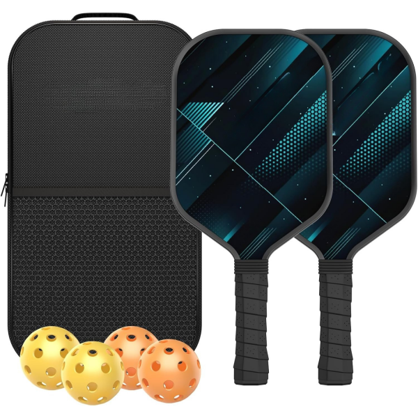 PICKLEALL Pickleball Paddles Set of 2 — Fiberglass Face, 16 mm Polymer Honeycomb Core, ~8 oz Lightweight, Elongated Anti-Slip Grip