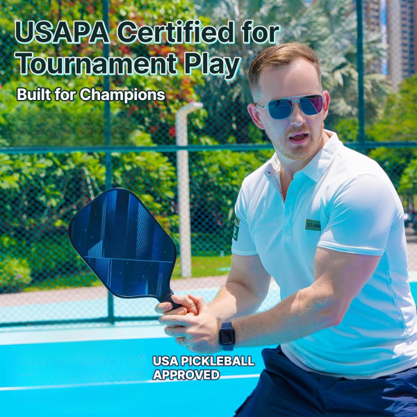 PICKLEALL Pickleball Paddles Set of 2 — Fiberglass Face, 16 mm Polymer Honeycomb Core, ~8 oz Lightweight, Elongated Anti-Slip Grip