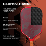 PICKLEALL Carbon Fiber Pickleball Paddle — High-Grit Face, 16 mm PP Honeycomb Core, Thermoformed Elongated Shape