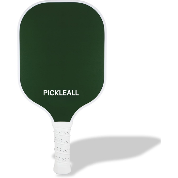 PICKLEALL Two-Print Pickleball Paddle — Forest Green Solid/Gingham, Fiberglass Face, Polypropylene Honeycomb Core, 4-1/4" Grip