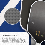 PICKLEALL EZ Power Pickleball Paddle — 16 mm Raw Carbon Face, PP Honeycomb Core, Lightweight, Spin & Control (Black)