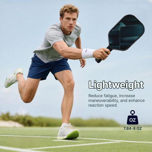 PICKLEALL Pickleball Paddles Set of 2 — Fiberglass Face, 16 mm Polymer Honeycomb Core, ~8 oz Lightweight, Elongated Anti-Slip Grip